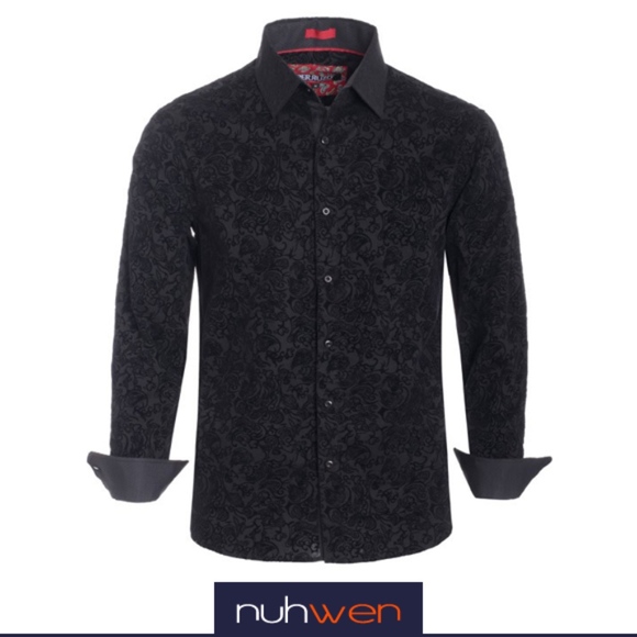 black pattern dress shirt